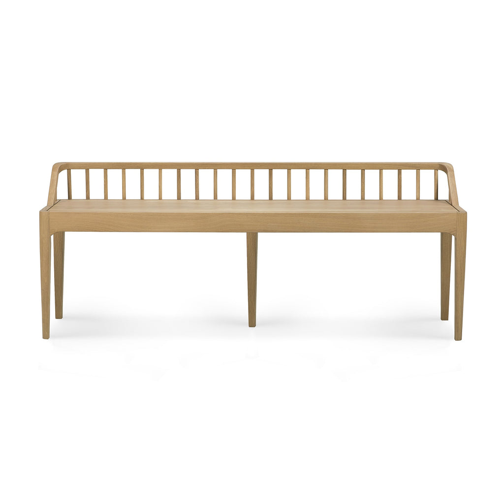 Banc scandinave en chêne massif avec design inspiré des fuseaux pour chambre ou couloir