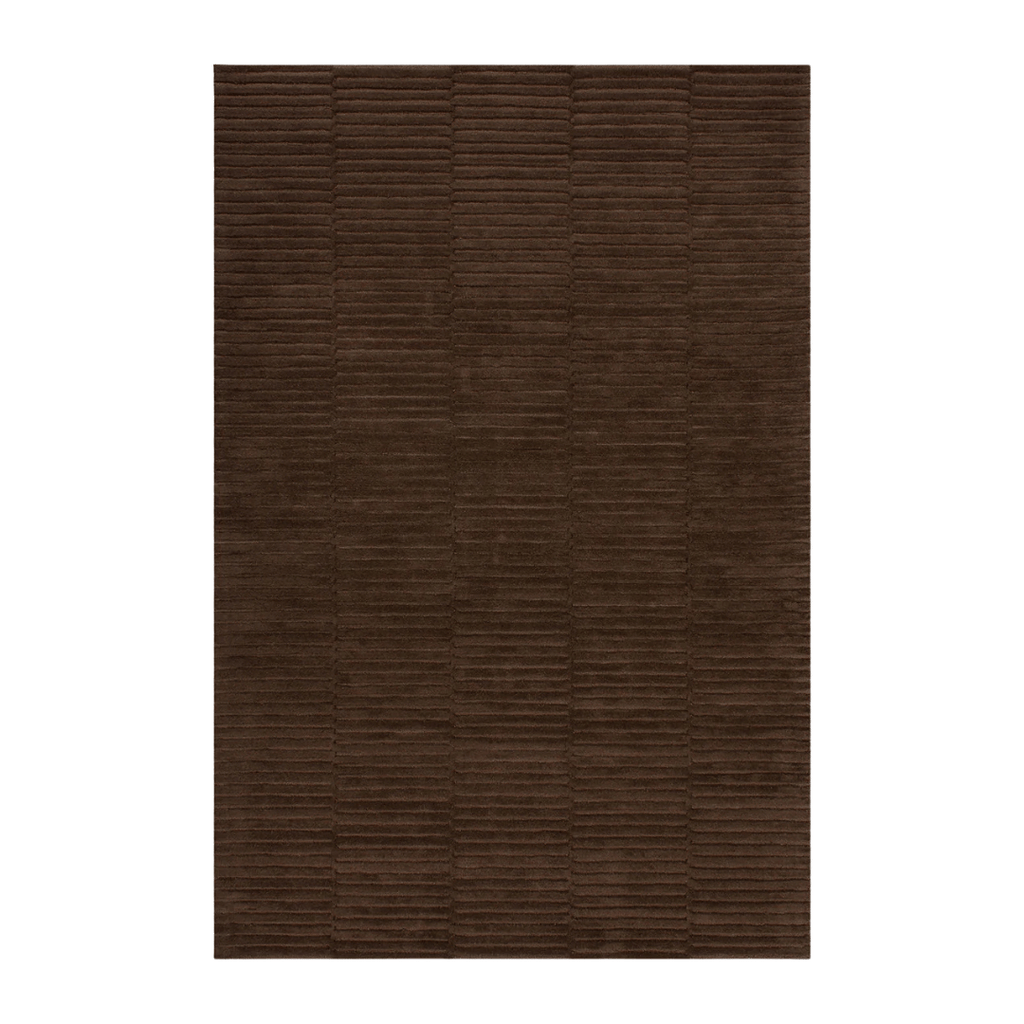 Tapis contemporain 100 % laine à poils coupés courts/longs, avec texture linéaire audacieuse, pour le salon