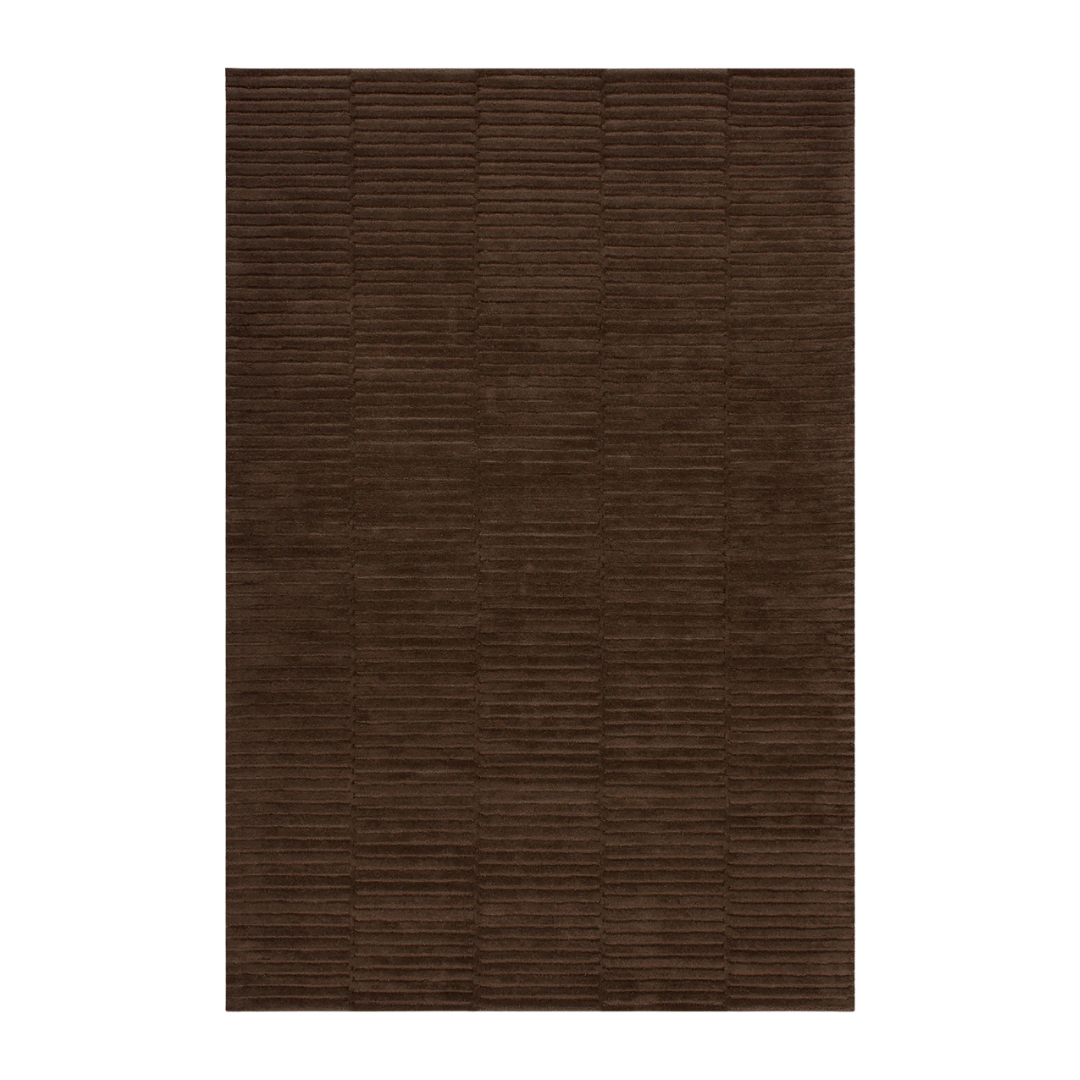 Tapis contemporain 100 % laine à poils coupés courts/longs, avec texture linéaire audacieuse, pour le salon