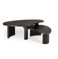 Table basse classique en acajou massif avec plateau gigogne en forme de rognon pour salon