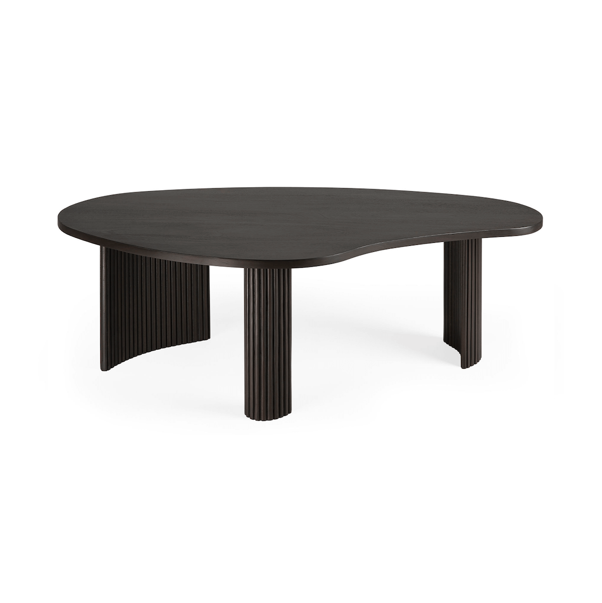 Table basse classique en acajou massif avec plateau gigogne en forme de rognon pour salon