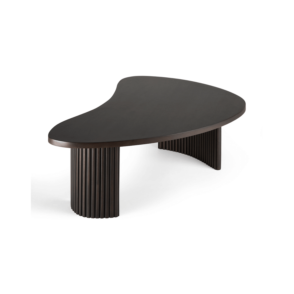 Table basse classique en acajou massif avec plateau gigogne en forme de rognon pour salon