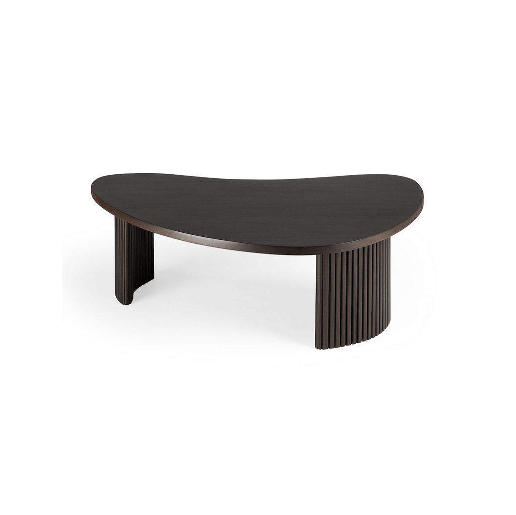 Table basse classique en acajou massif avec plateau gigogne en forme de rognon pour salon
