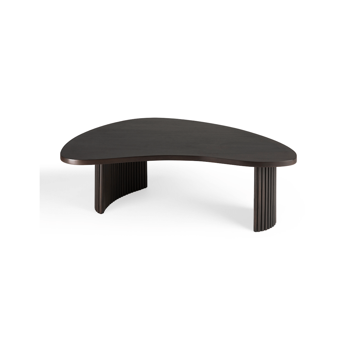 Table basse classique en acajou massif avec plateau gigogne en forme de rognon pour salon