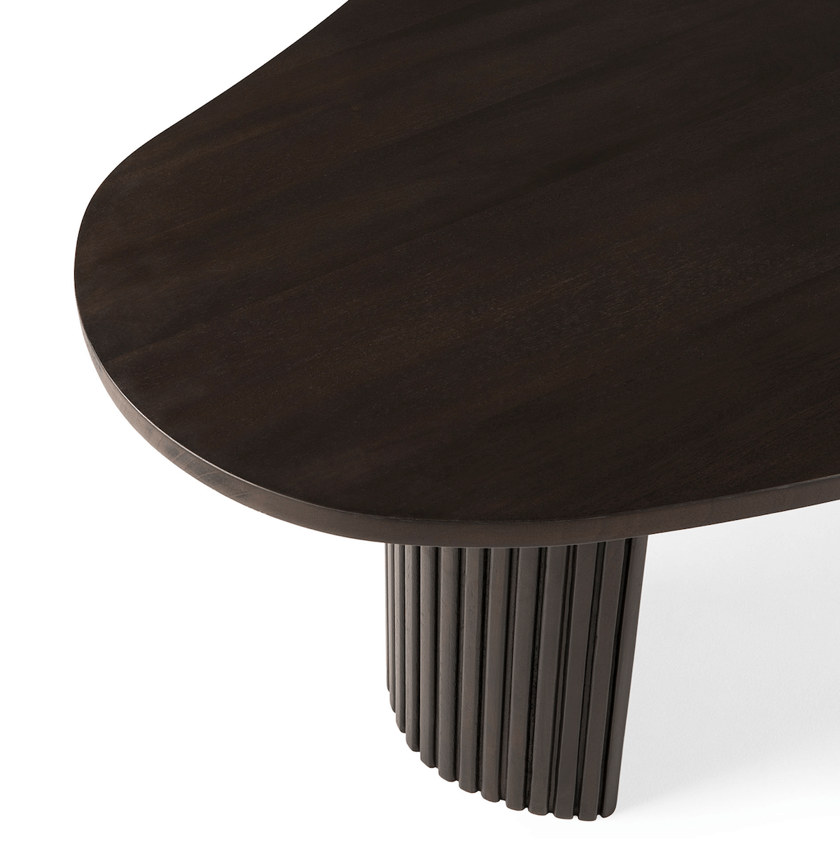 Table basse classique en acajou massif avec plateau gigogne en forme de rognon pour salon