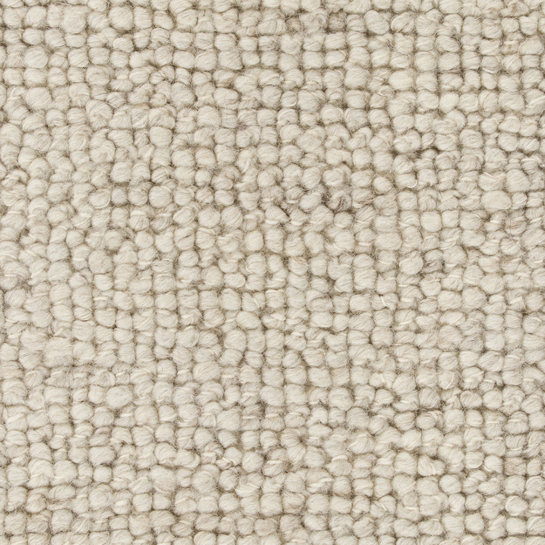 Tapis tissé main en 100 % laine de Nouvelle-Zélande raffinée avec bordure en coton couleur Os pour salon