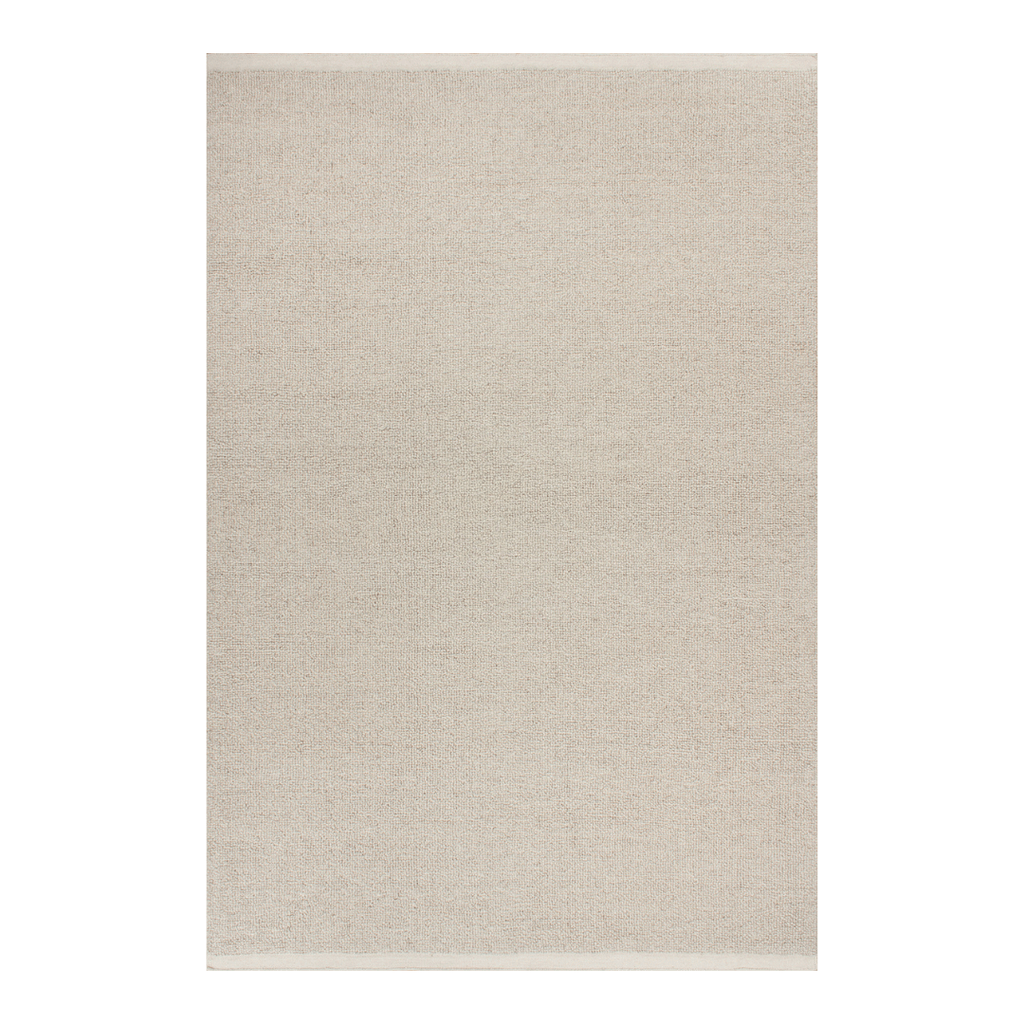 Tapis tissé main en 100 % laine de Nouvelle-Zélande raffinée avec bordure en coton couleur Os pour salon