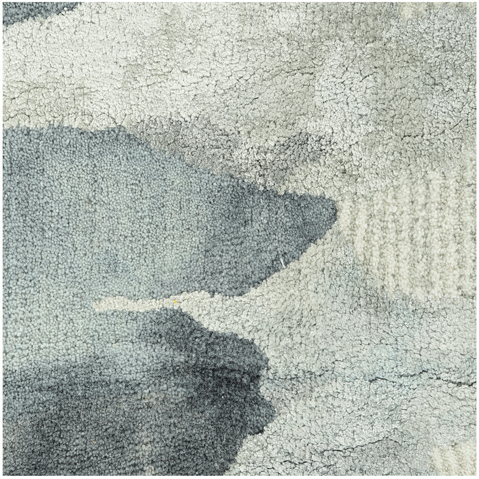 Tapis contemporain tufté à la main en laine et viscose, motif inspiré de l'océan, pour salon