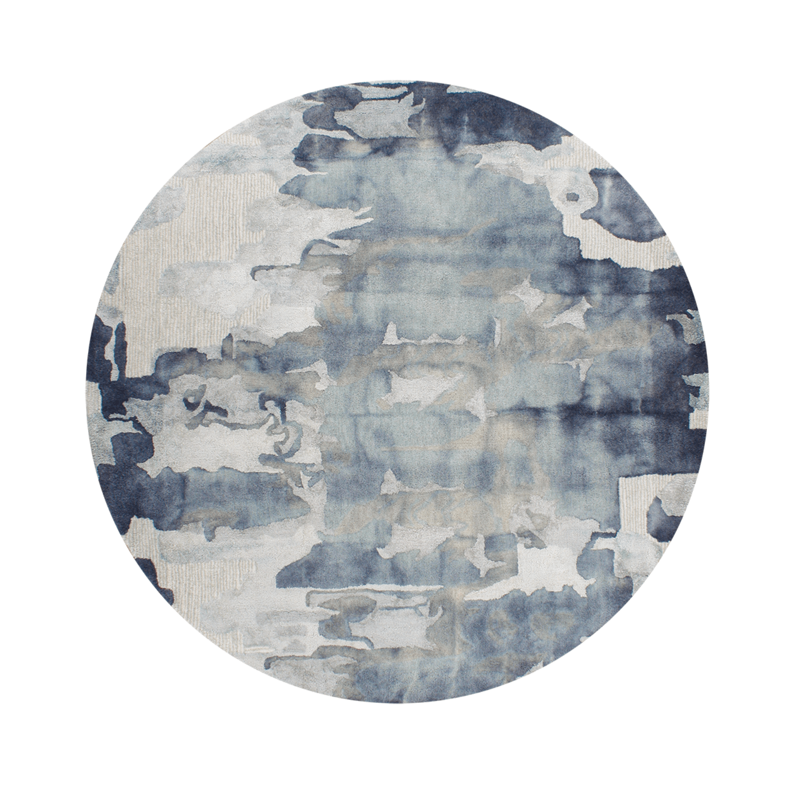 Tapis contemporain tufté à la main en laine et viscose, motif inspiré de l'océan, pour salon
