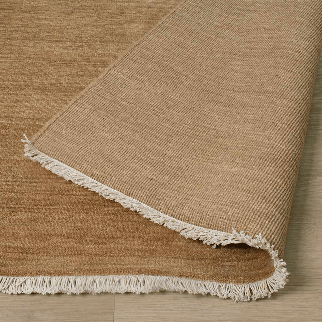 Tapis de salon tissé main 100 % laine à poils courts avec franges