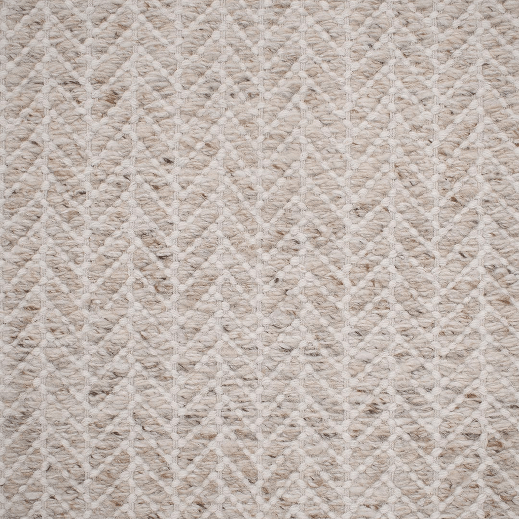 Tapis chevron contemporain 100 % laine tissé à la main, à poils ras, tons neutres sable, pour salon