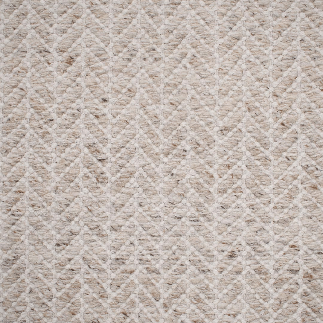Tapis chevron contemporain 100 % laine tissé à la main, à poils ras, tons neutres sable, pour salon