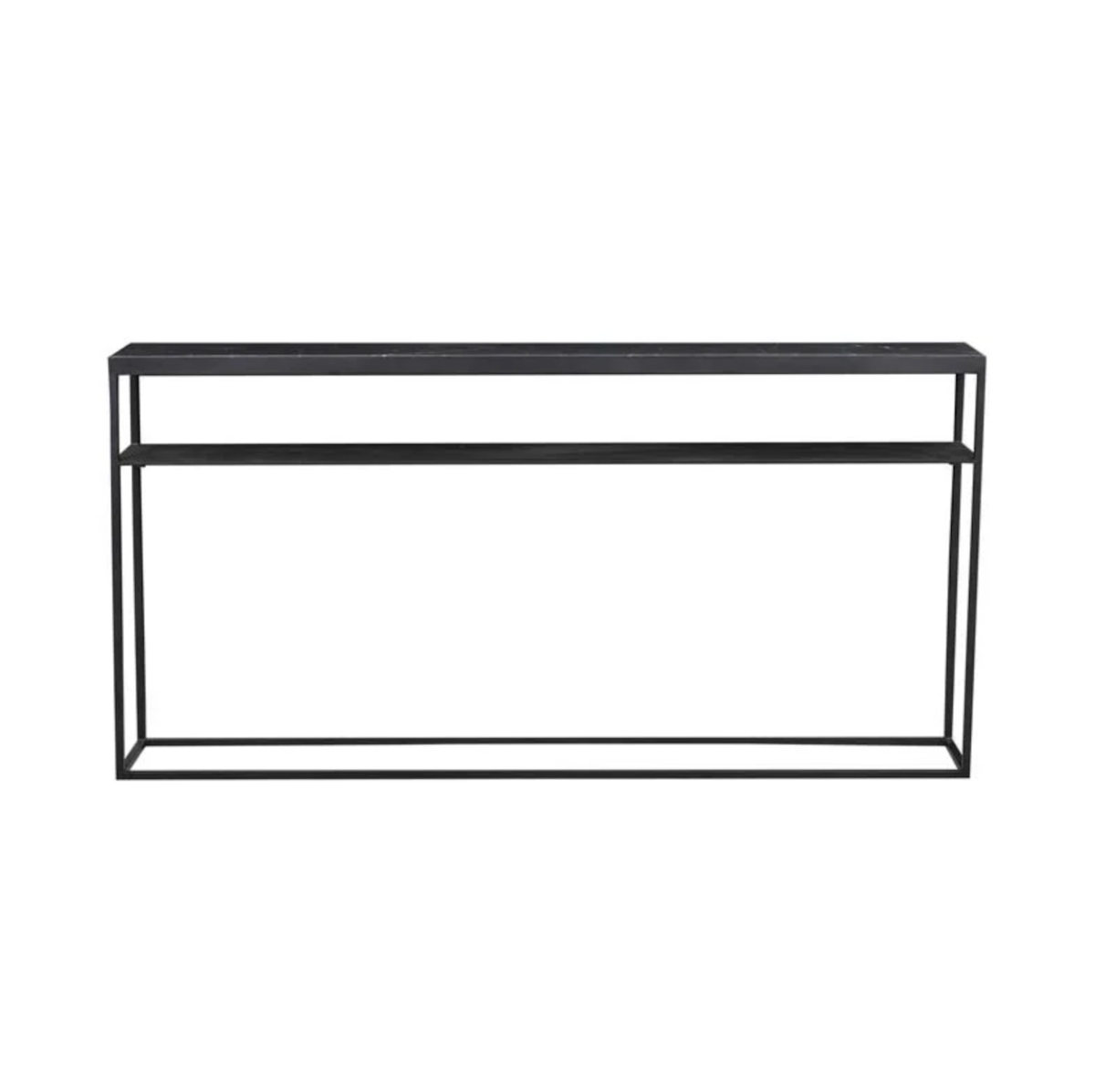 Console étroite moderne en marbre massif avec étagère inférieure pour couloir