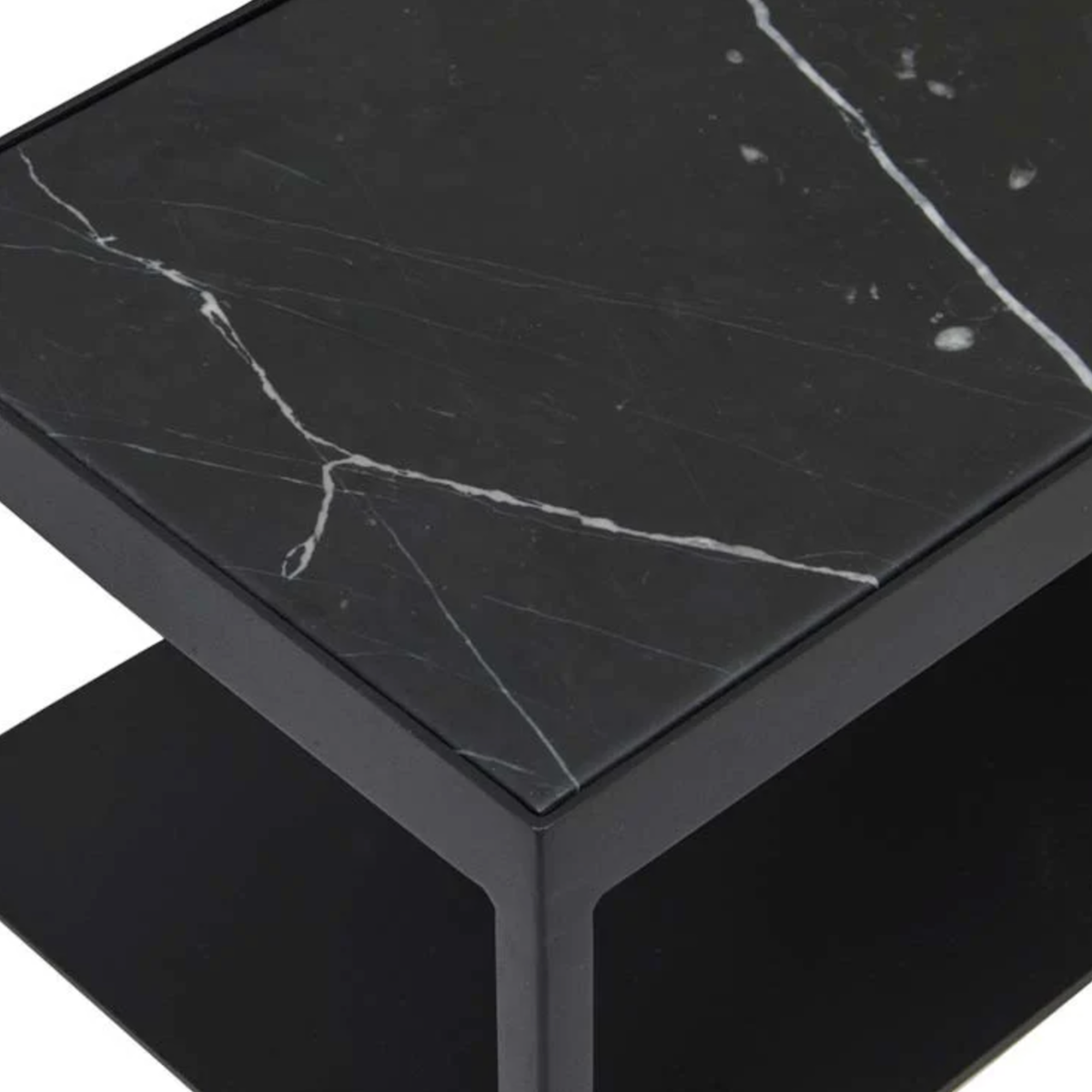 Console étroite moderne en marbre massif avec étagère inférieure pour couloir