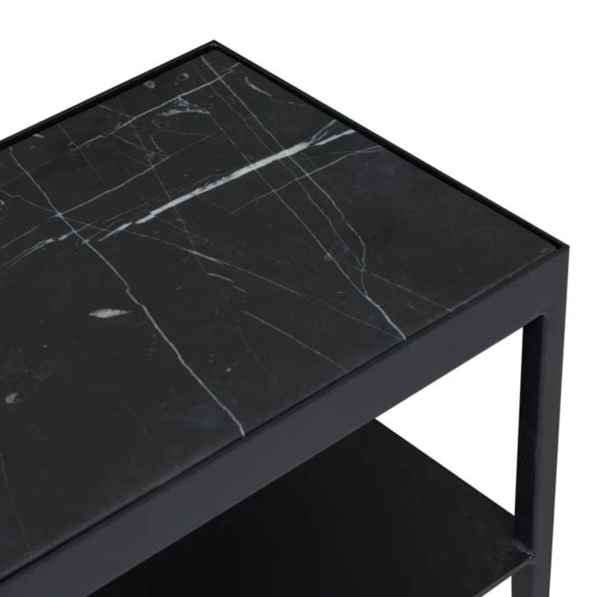 Console étroite moderne en marbre massif avec étagère inférieure pour couloir