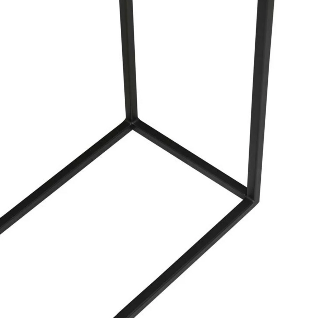 Console étroite moderne en marbre massif avec étagère inférieure pour couloir