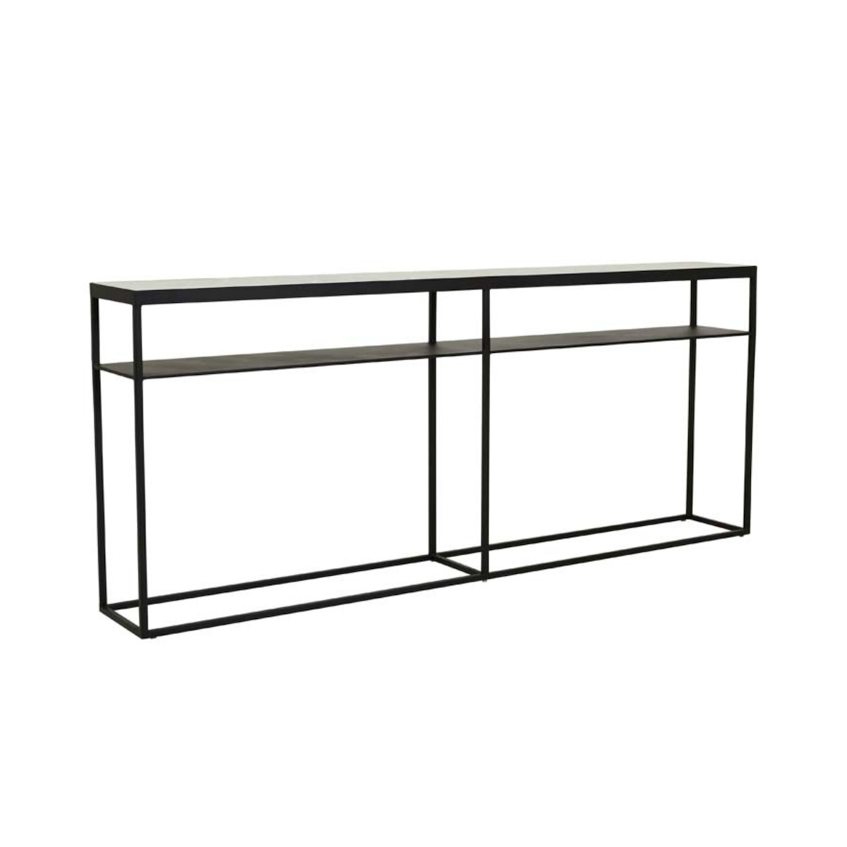 Console étroite moderne en marbre massif avec étagère inférieure pour couloir