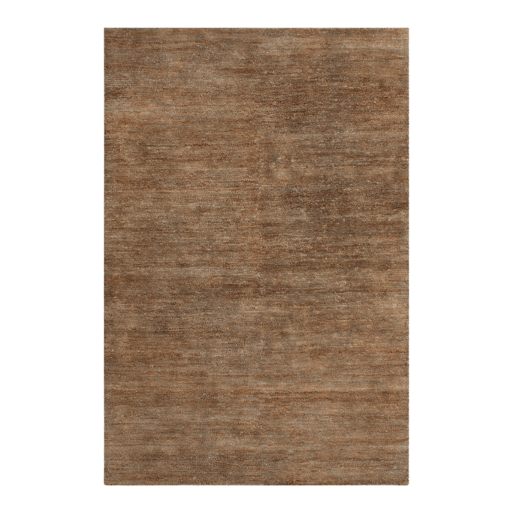 Tapis plat tissé en soie de bambou naturel et jute, tons sable terreux, pour zones très fréquentées
