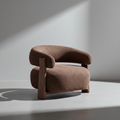 Fauteuil en polyester recyclé moderne avec pieds en bois de noyer pour salon