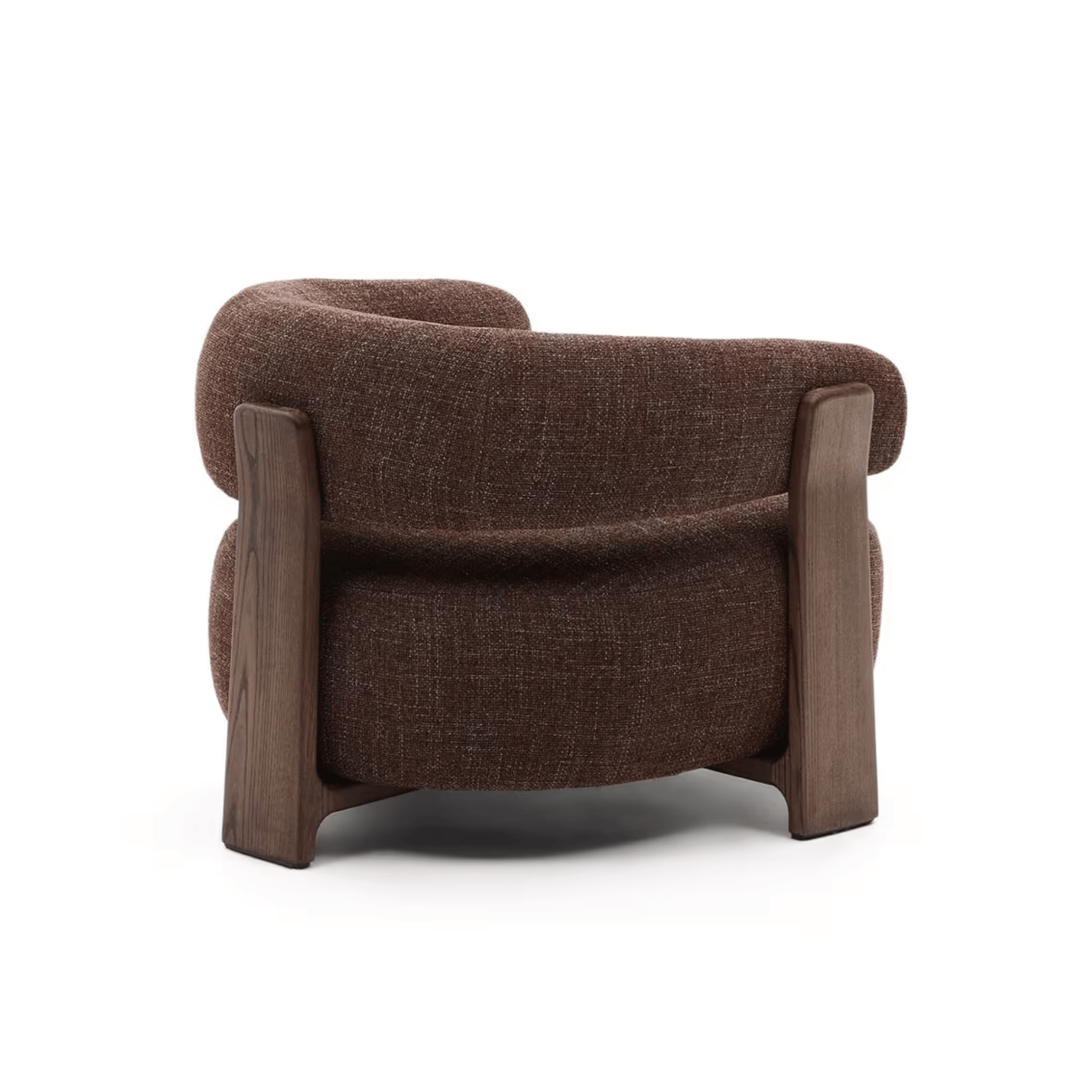 Fauteuil en polyester recyclé moderne avec pieds en bois de noyer pour salon