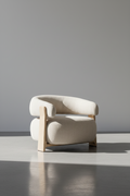 Fauteuil contemporain en polyester recyclé avec assise en mousse haute densité pour salon