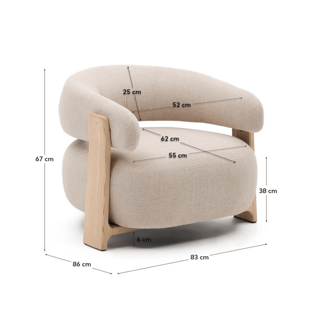 Fauteuil contemporain en polyester recyclé avec assise en mousse haute densité pour salon