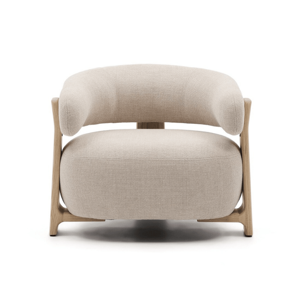 Fauteuil contemporain en polyester recyclé avec assise en mousse haute densité pour salon
