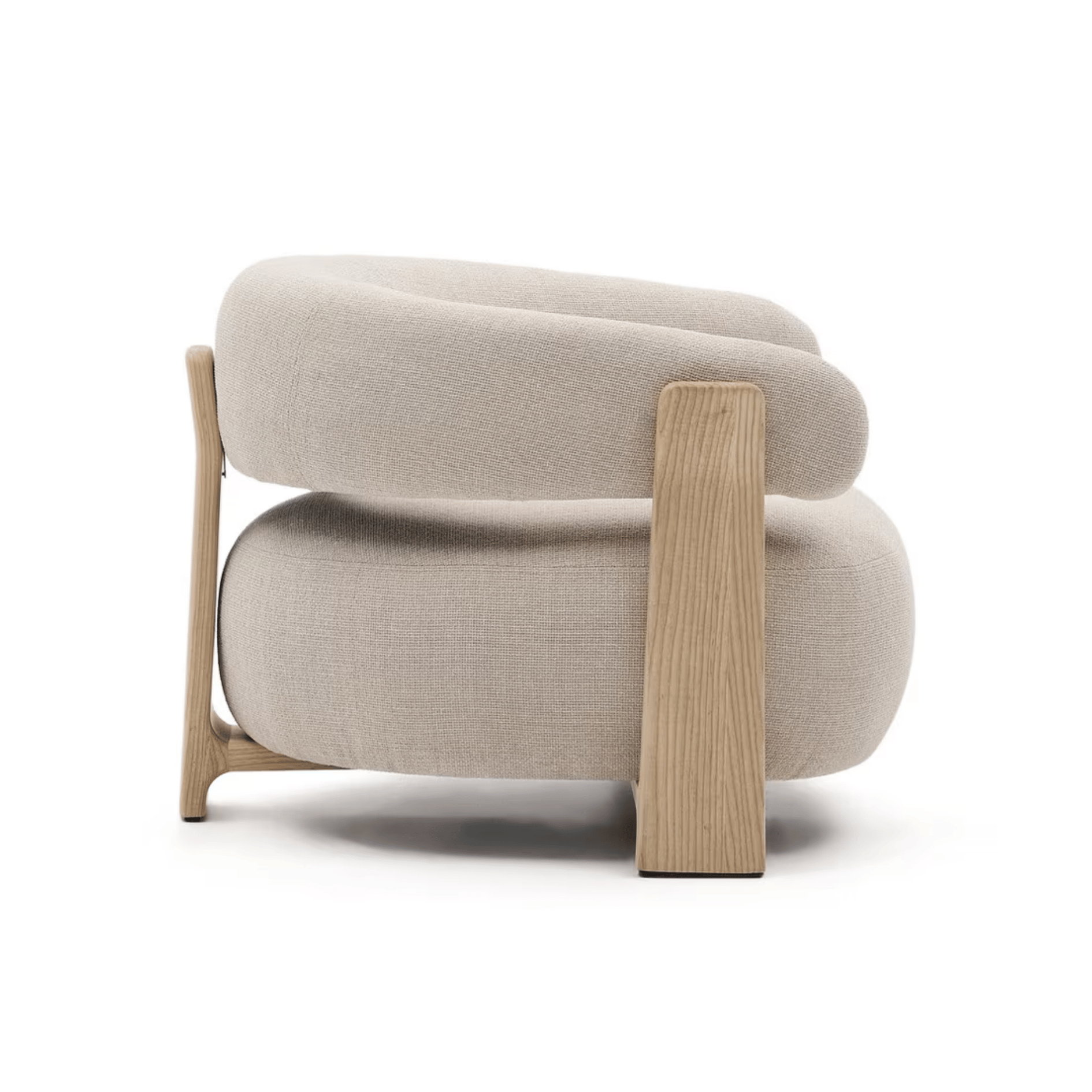 Fauteuil contemporain en polyester recyclé avec assise en mousse haute densité pour salon