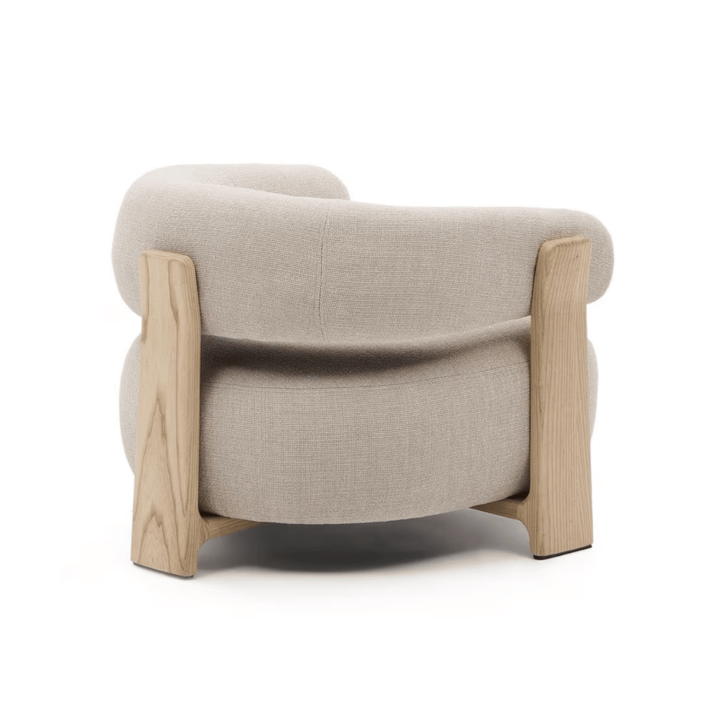 Fauteuil contemporain en polyester recyclé avec assise en mousse haute densité pour salon