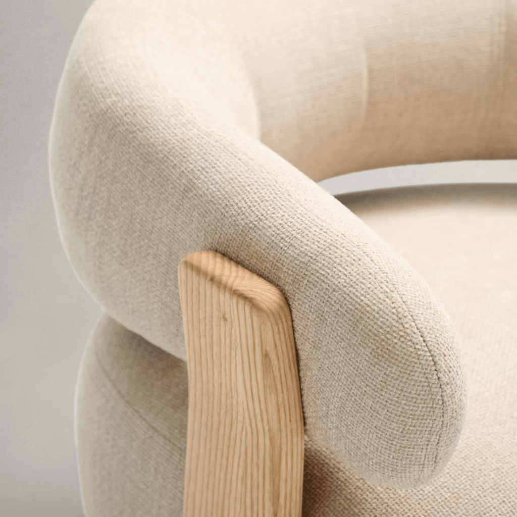 Fauteuil contemporain en polyester recyclé avec assise en mousse haute densité pour salon