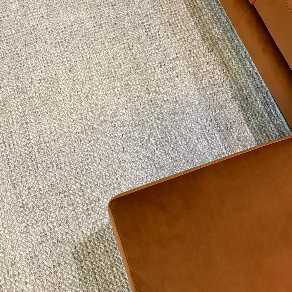 Tapis plat en 100 % laine durable avec finition chinée résistant à l'écrasement, couleur argent, pour salon