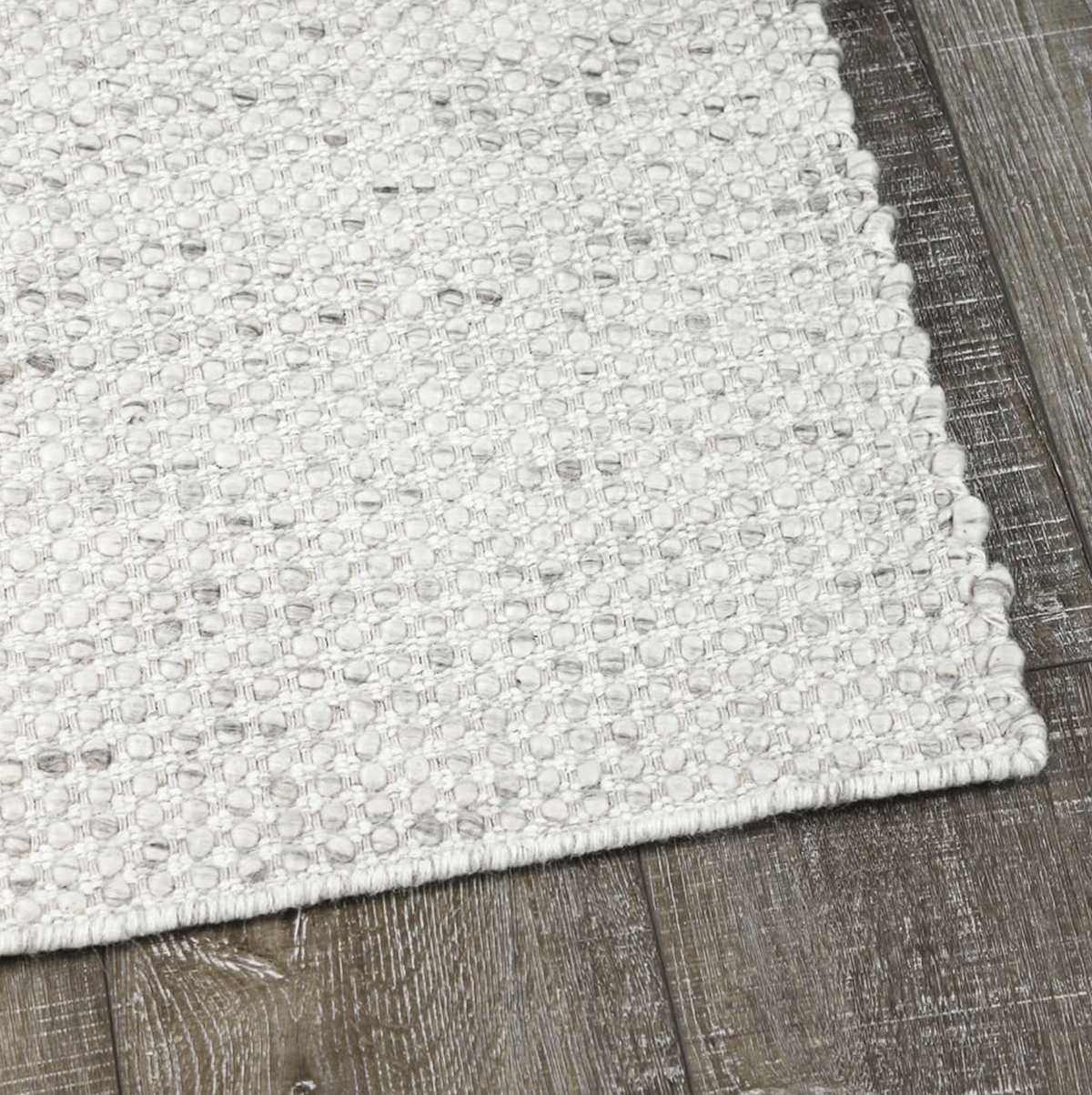 Tapis plat en 100 % laine durable avec finition chinée résistant à l'écrasement, couleur argent, pour salon