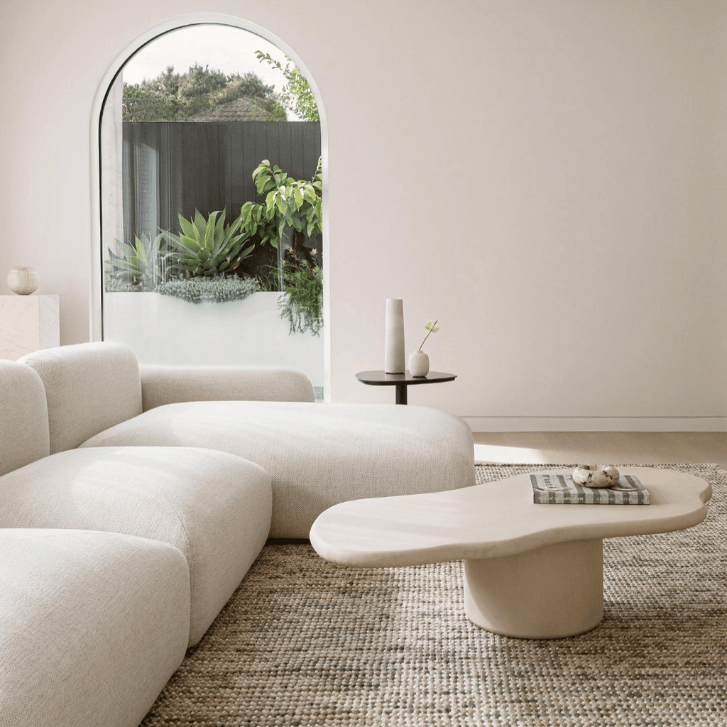 Tapis bouclé bohème 100 % laine tissé à la main, tons automnaux chaleureux, pour salon