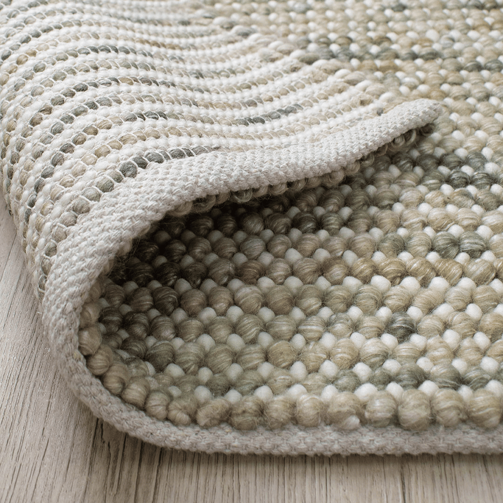 Tapis bouclé bohème 100 % laine tissé à la main, tons automnaux chaleureux, pour salon