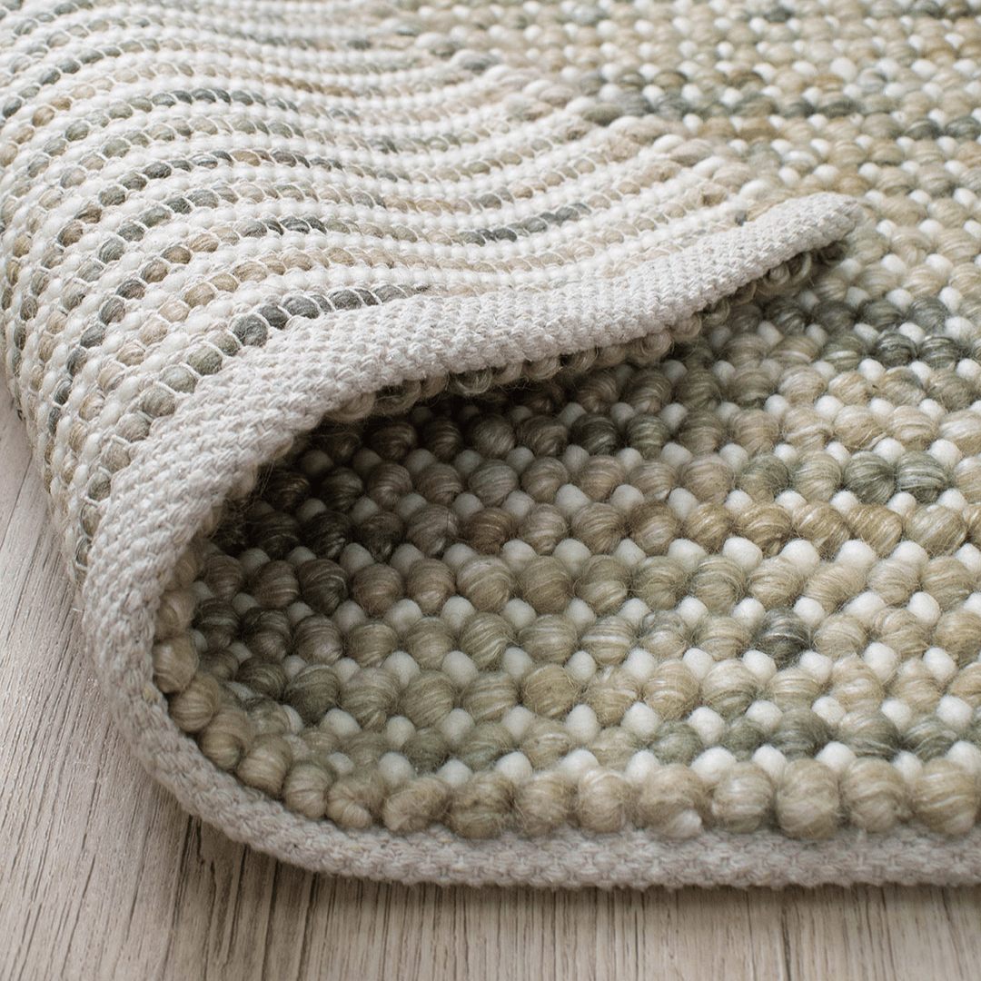 Tapis bouclé bohème 100 % laine tissé à la main, tons automnaux chaleureux, pour salon