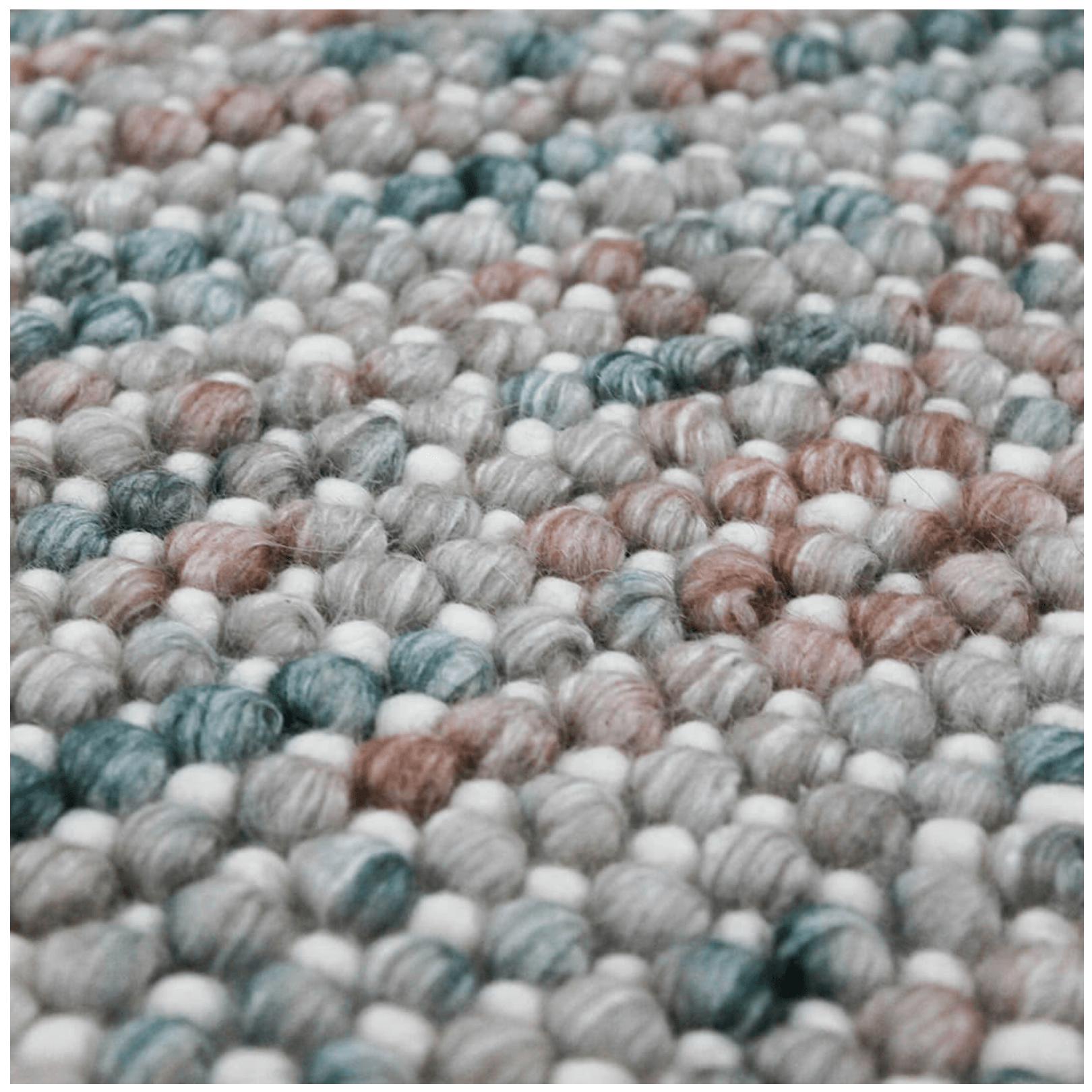 Tapis bohème 100 % laine tissé à la main, à bouclettes, motif multicolore sarcelle pour salon