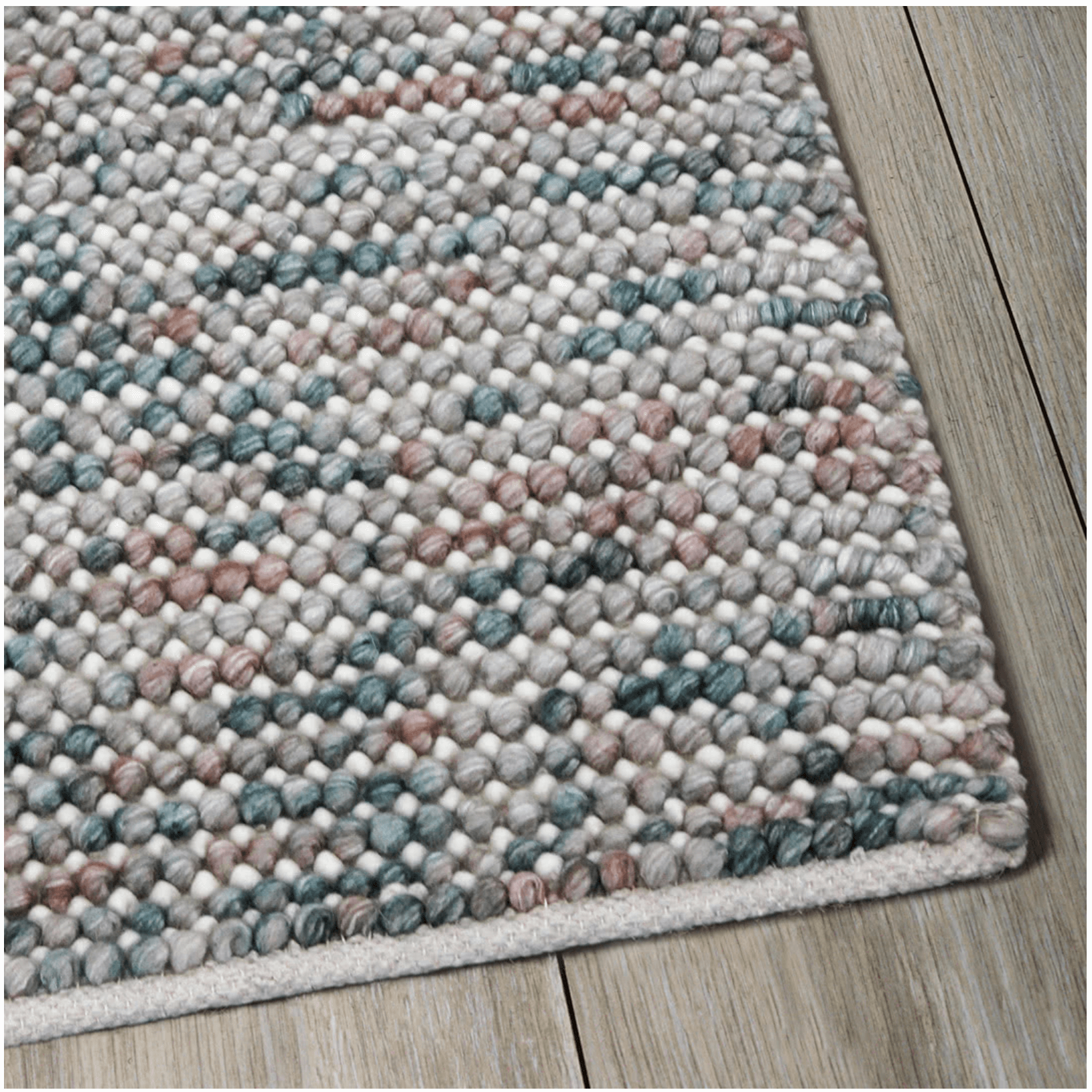 Tapis bohème 100 % laine tissé à la main, à bouclettes, motif multicolore sarcelle pour salon