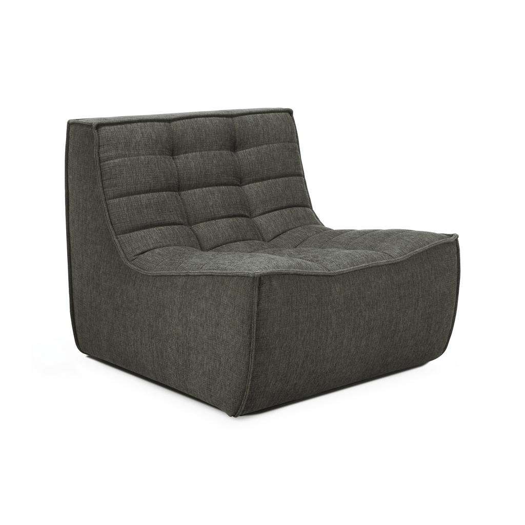 Fauteuil en coton recyclé écologique avec assise capitonnée en mousse haute densité pour salon
