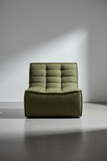 Fauteuil en coton recyclé écologique avec assise capitonnée en mousse haute densité pour salon