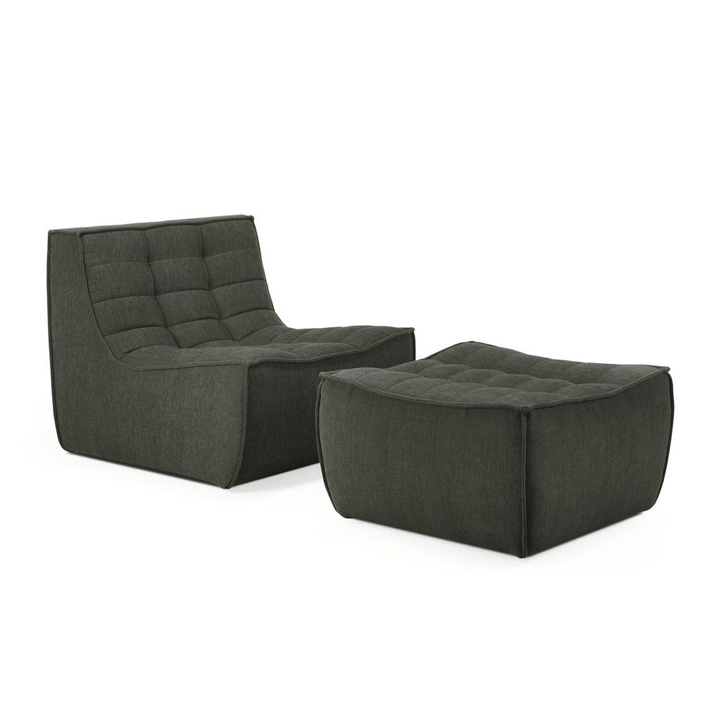 Fauteuil en coton recyclé écologique avec assise capitonnée en mousse haute densité pour salon