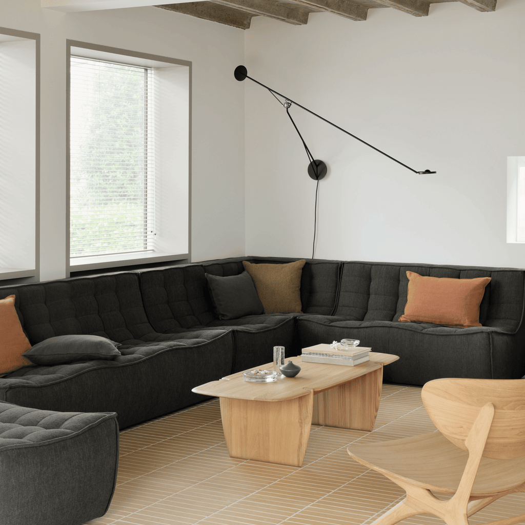 Fauteuil en coton recyclé écologique avec assise capitonnée en mousse haute densité pour salon