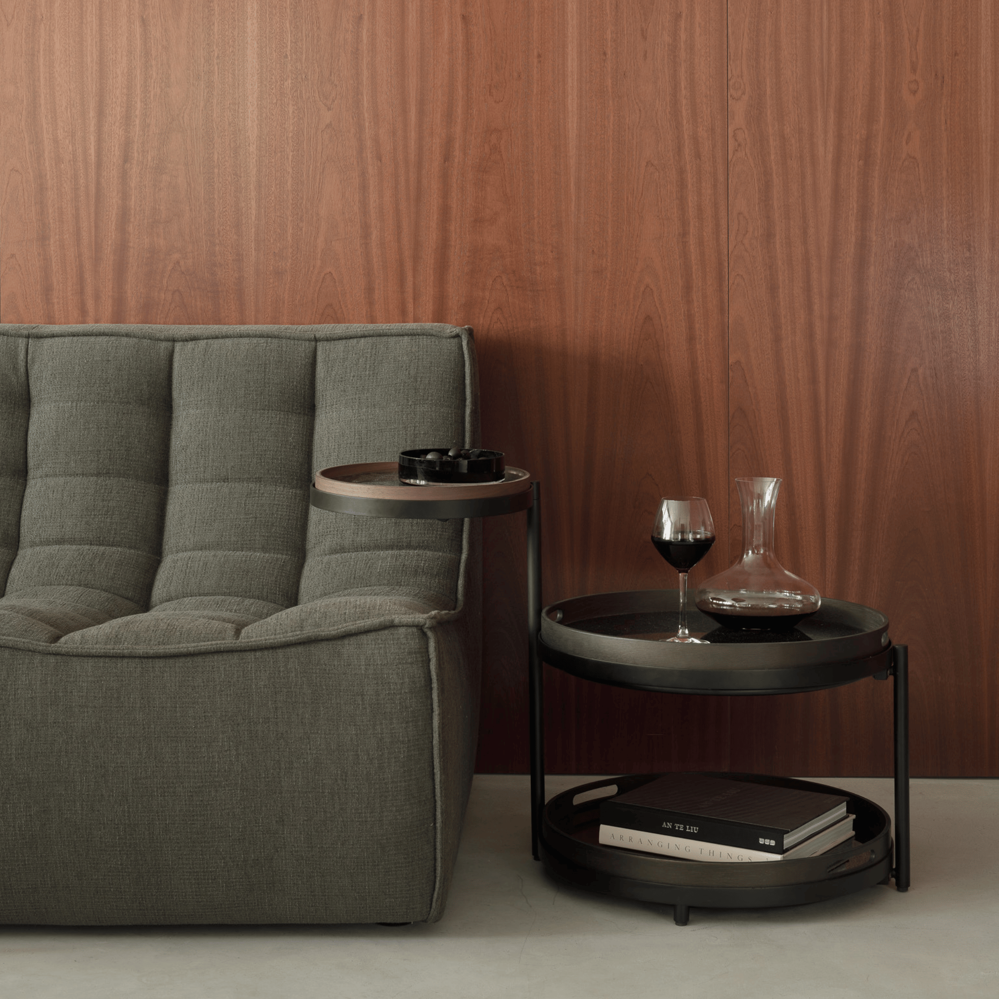 Fauteuil en coton recyclé écologique avec assise capitonnée en mousse haute densité pour salon