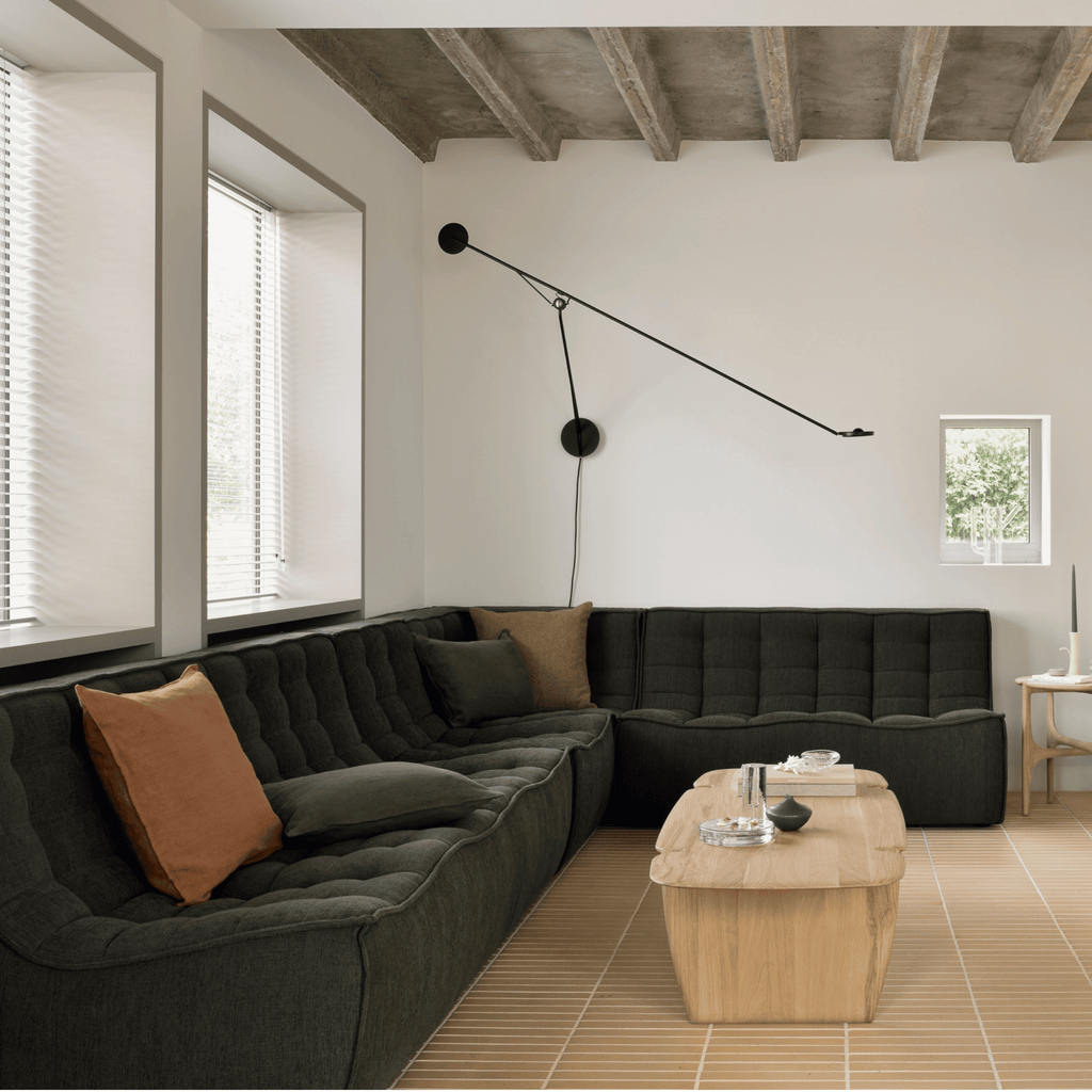 Fauteuil en coton recyclé écologique avec assise capitonnée en mousse haute densité pour salon
