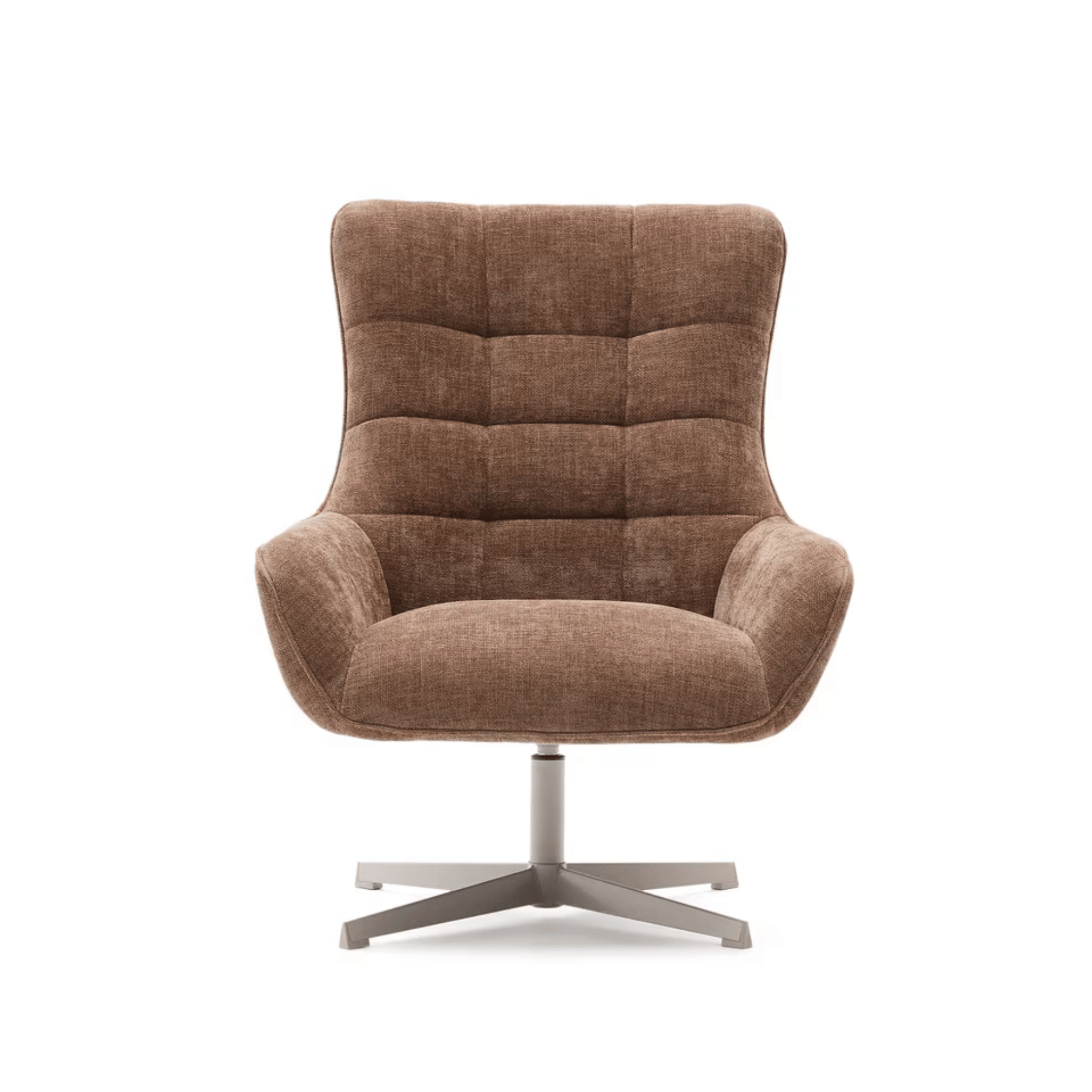 Fauteuil pivotant en chenille de style Mid-Century avec assise en mousse à densité moyenne pour salon
