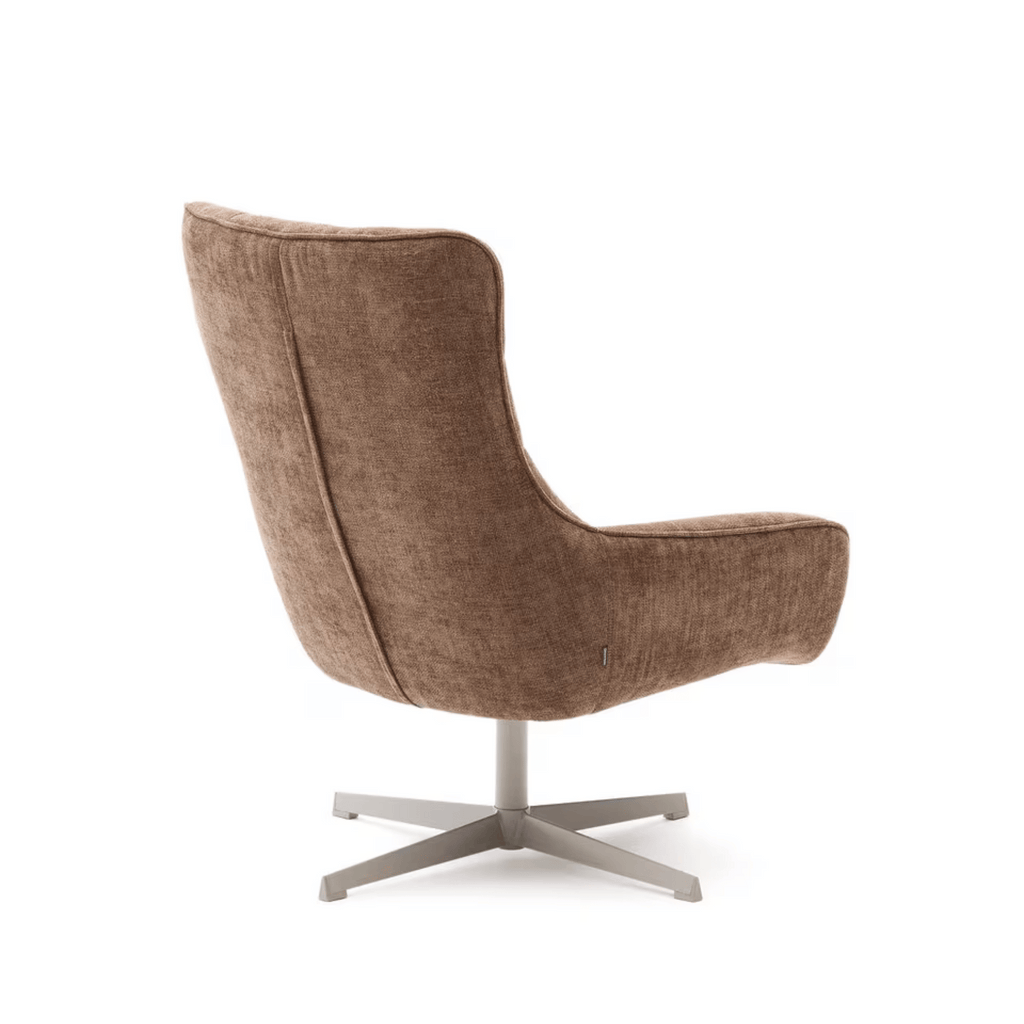 Fauteuil pivotant en chenille de style Mid-Century avec assise en mousse à densité moyenne pour salon