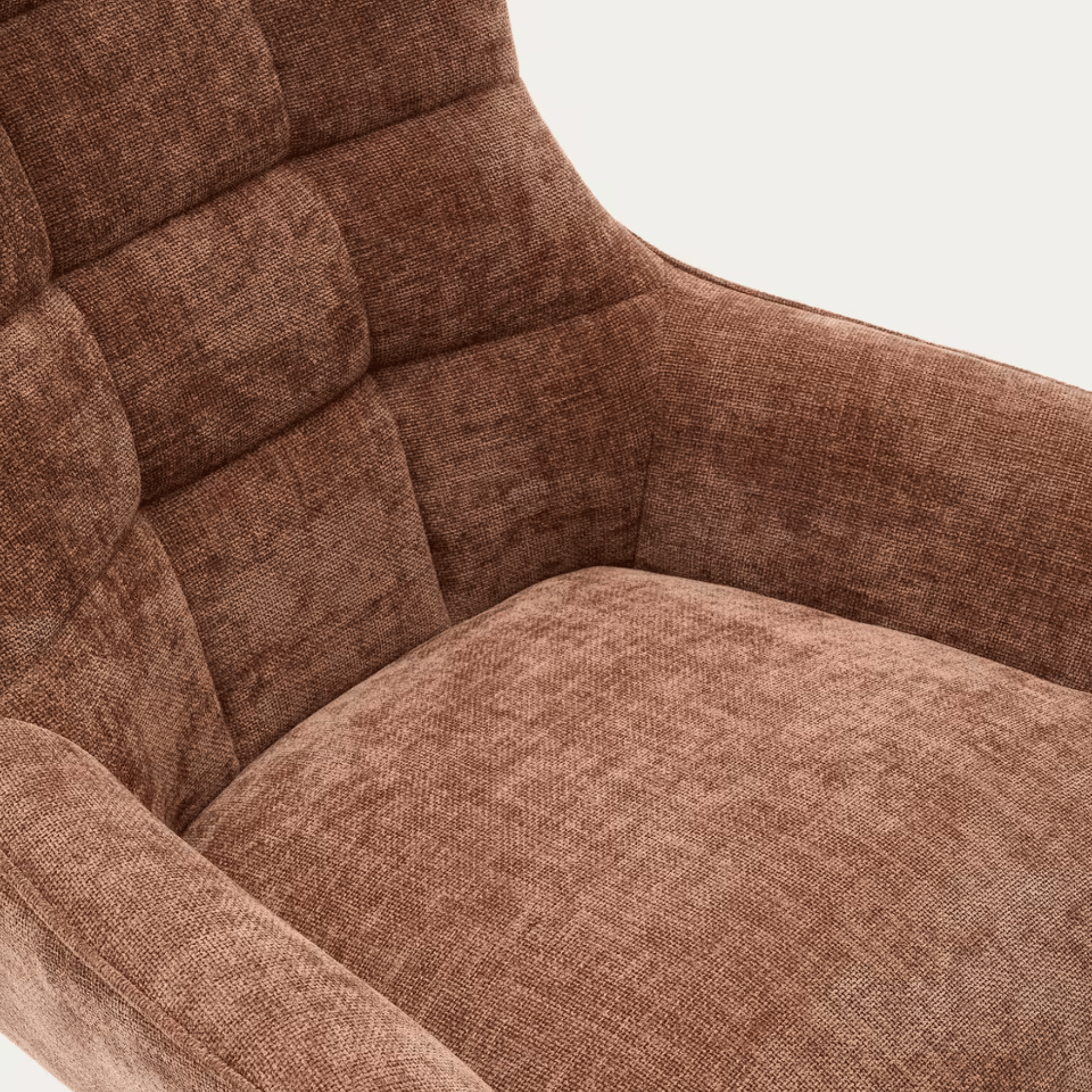 Fauteuil pivotant en chenille de style Mid-Century avec assise en mousse à densité moyenne pour salon