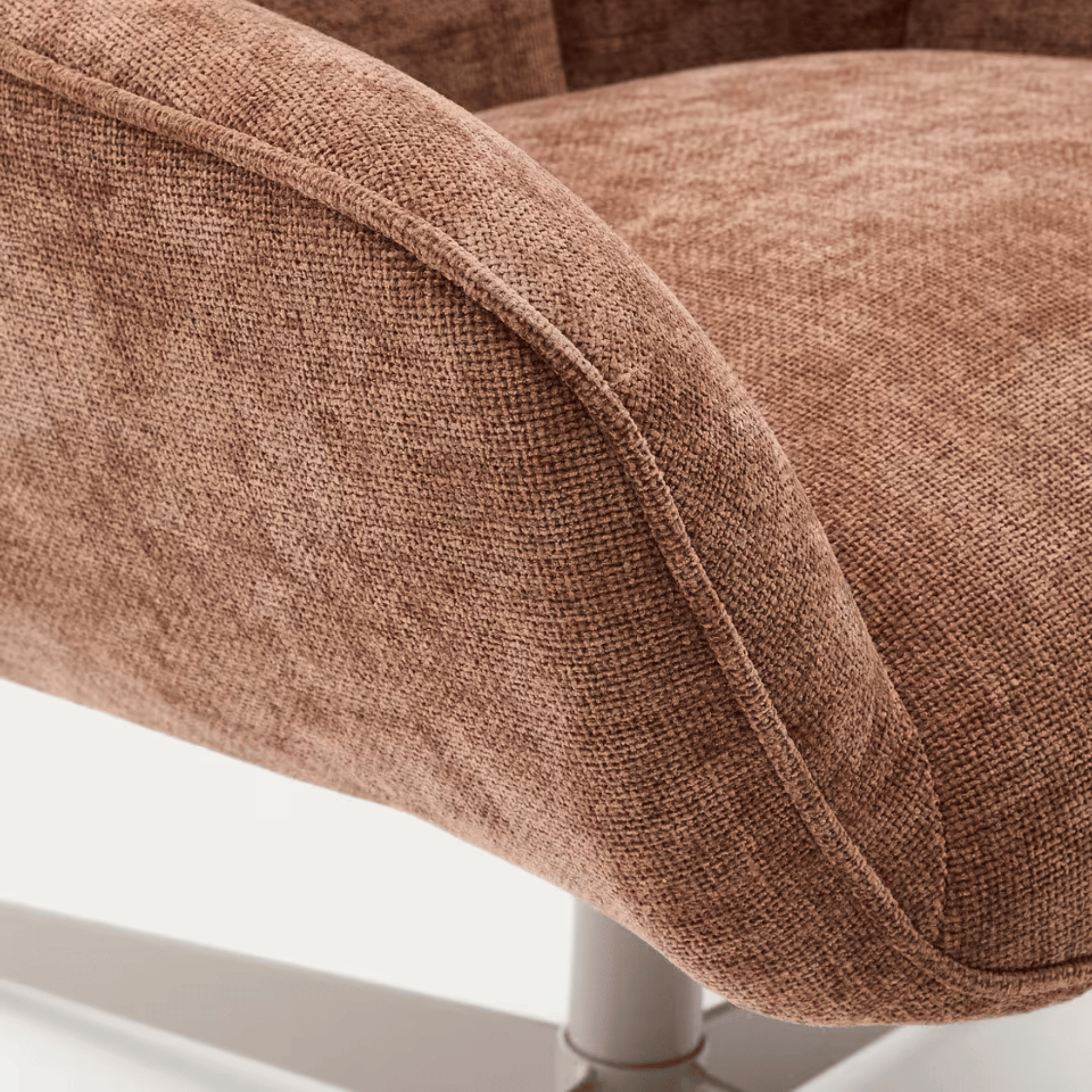 Fauteuil pivotant en chenille de style Mid-Century avec assise en mousse à densité moyenne pour salon