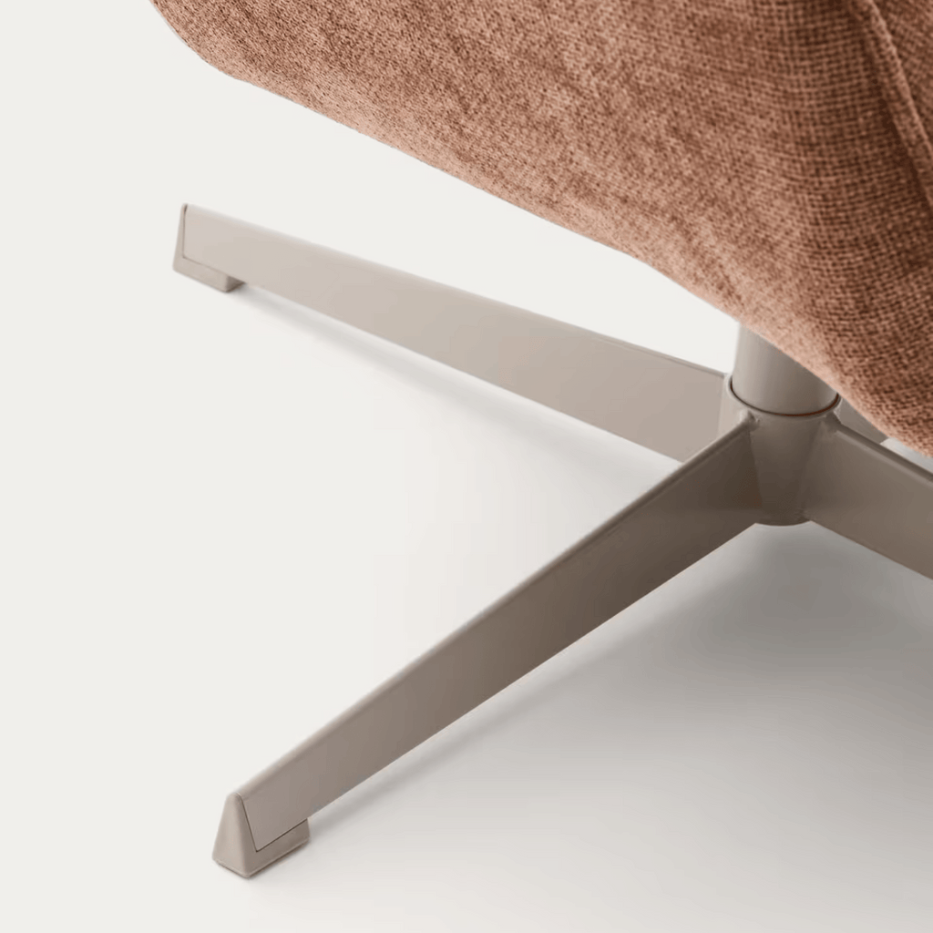 Fauteuil pivotant en chenille de style Mid-Century avec assise en mousse à densité moyenne pour salon