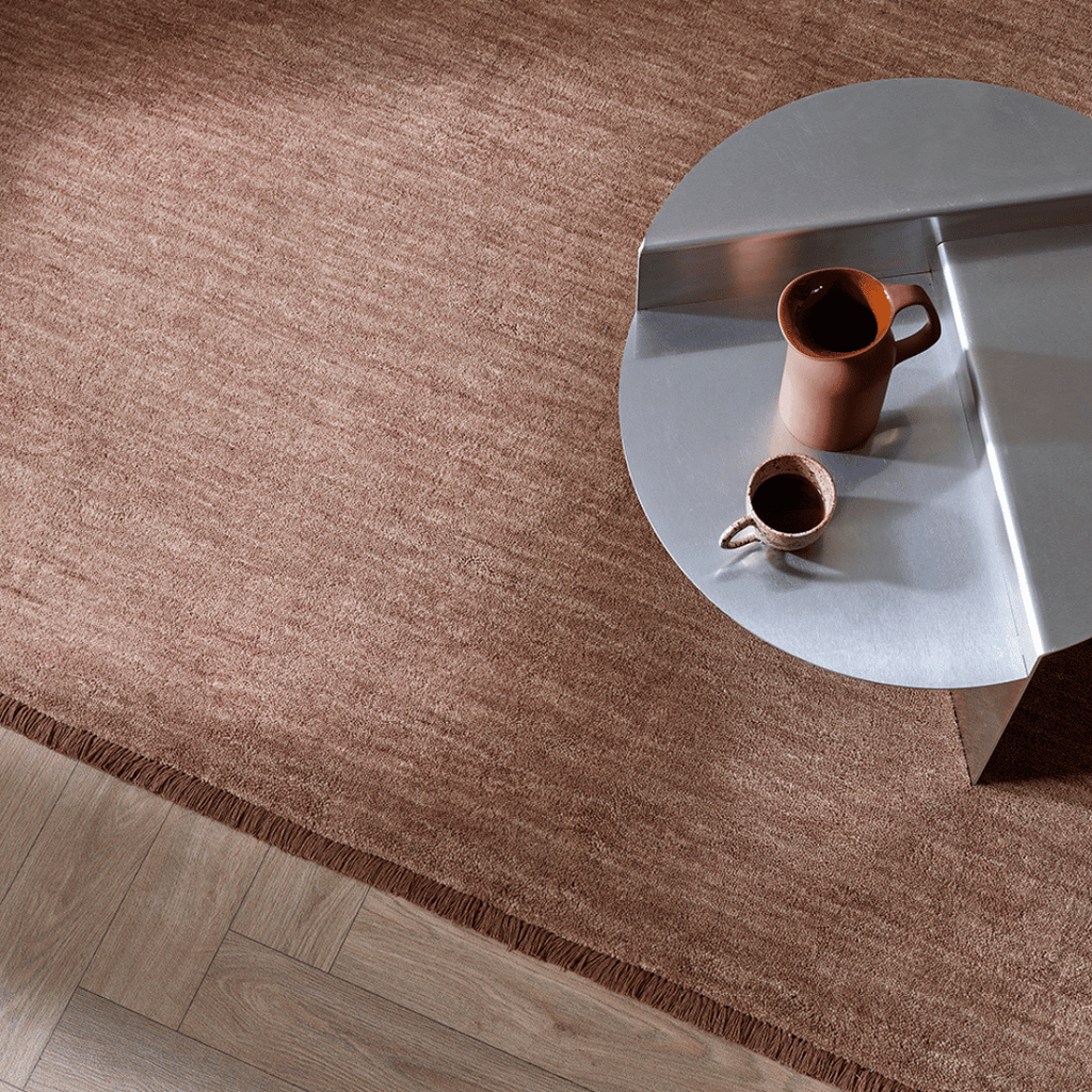 Tapis de salon luxueux 100 % laine de Nouvelle-Zélande à poils épais rose bois de rose