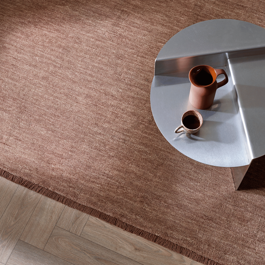 Tapis de salon luxueux 100 % laine de Nouvelle-Zélande à poils épais rose bois de rose